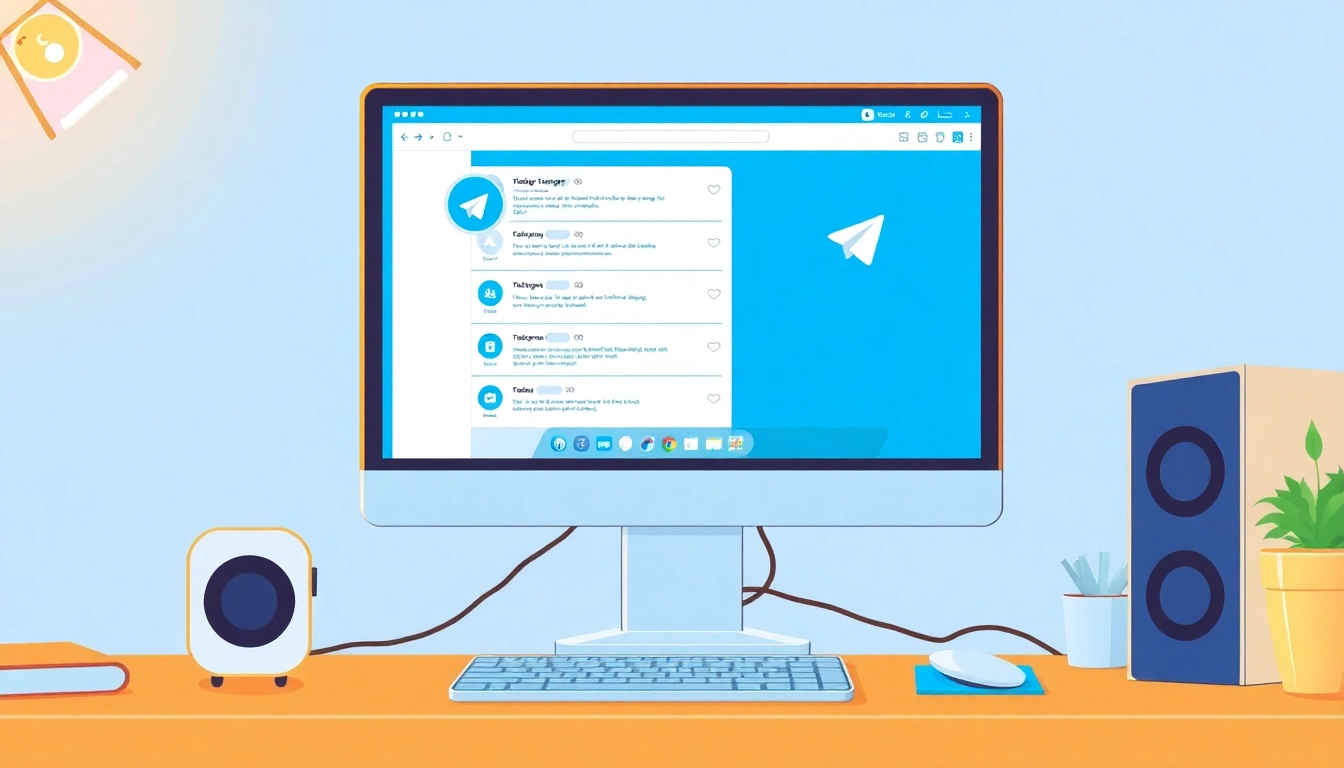 View the Telegram电脑端 interface on a modern computer setup showcasing vibrant features and user-friendly design.