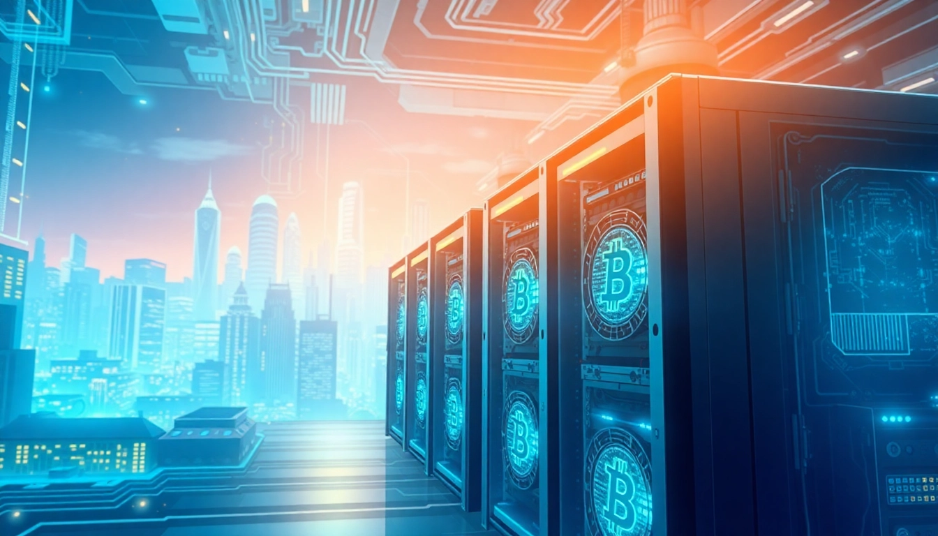 Explore Bitcoin mining with an advanced rig showcasing technology and energy in action.