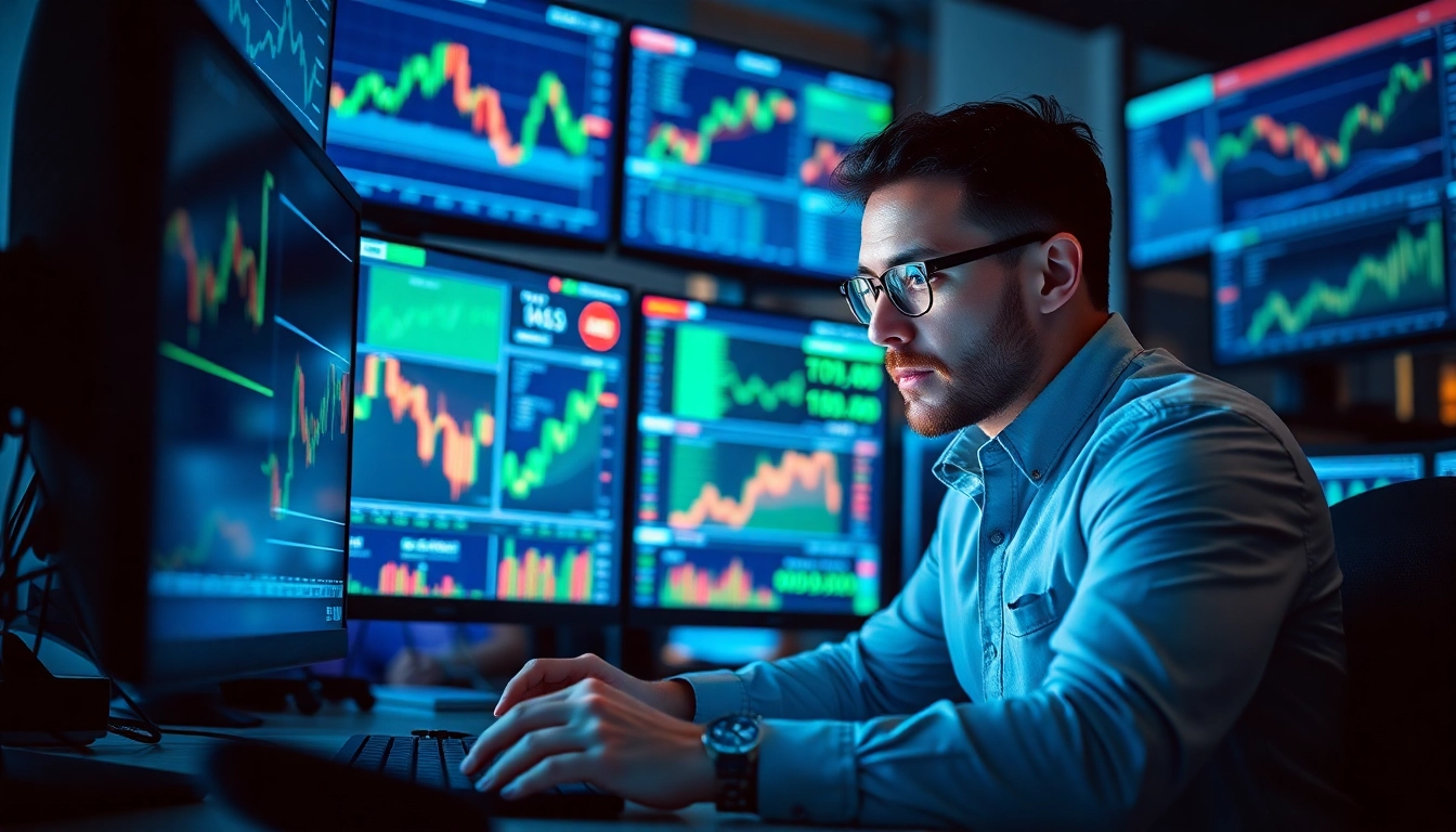 Explore effective trading strategies through a trader analyzing diverse financial charts and tools.