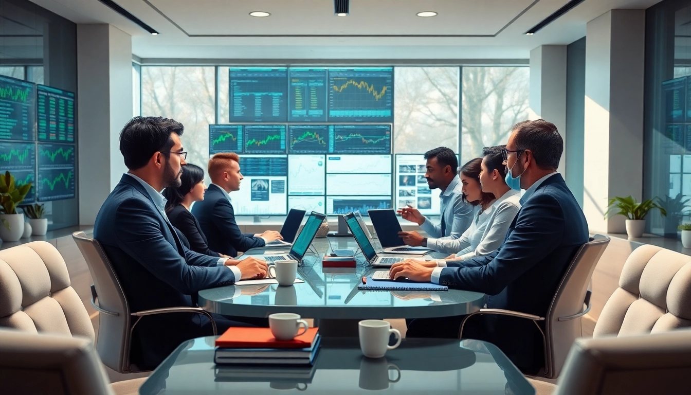 Enhance your trading strategies with diverse traders analyzing market charts in a vibrant office.